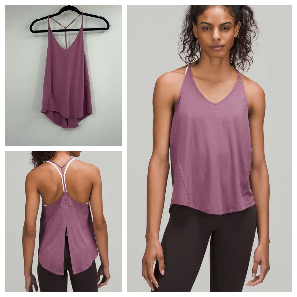 Lululemon Modal-Silk Yoga Tank Top Vintage Plum W1DHUS Purple T-Back Split Back
